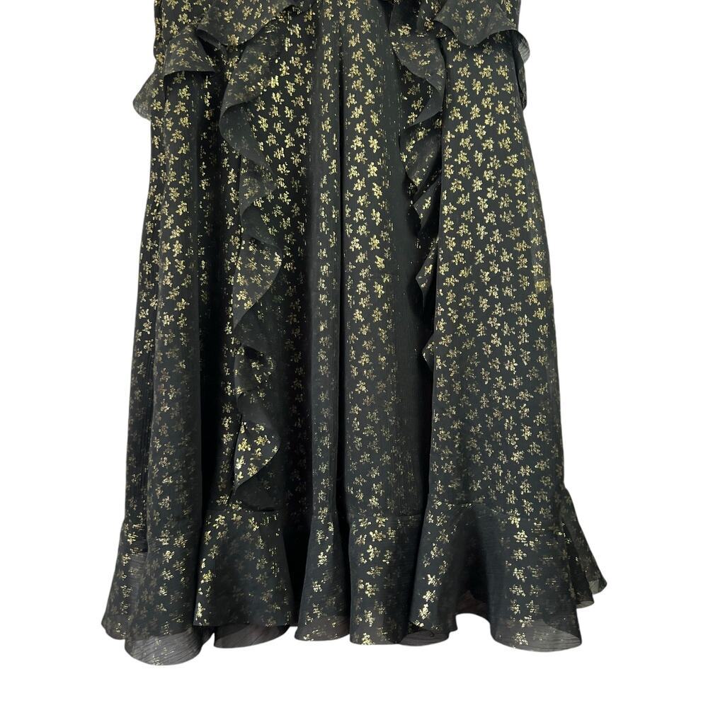 All Saints Derrell Black & Gold Ruffle Dress - Picture 7 of 15